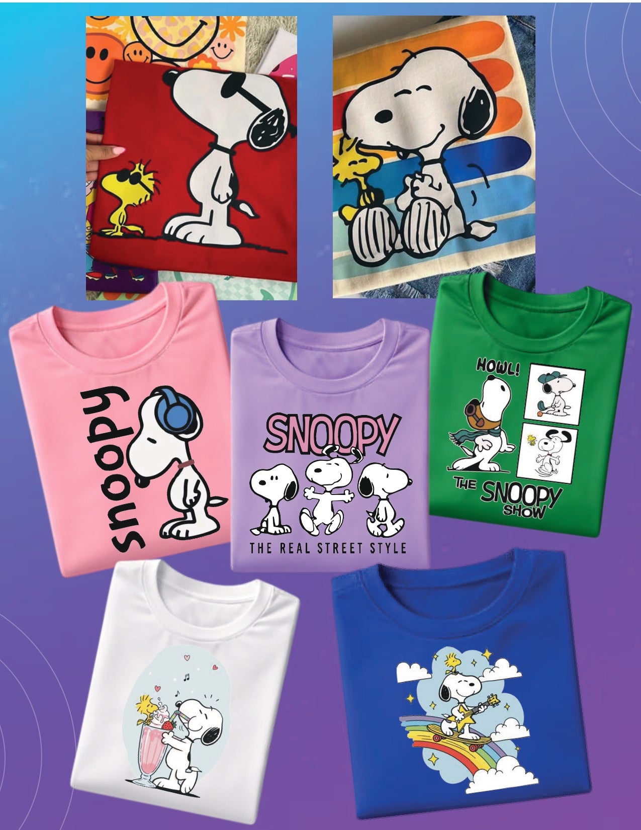 Camiseta de Algodón Estampada DTF - Paquete x6 Diseños de Moda Animados