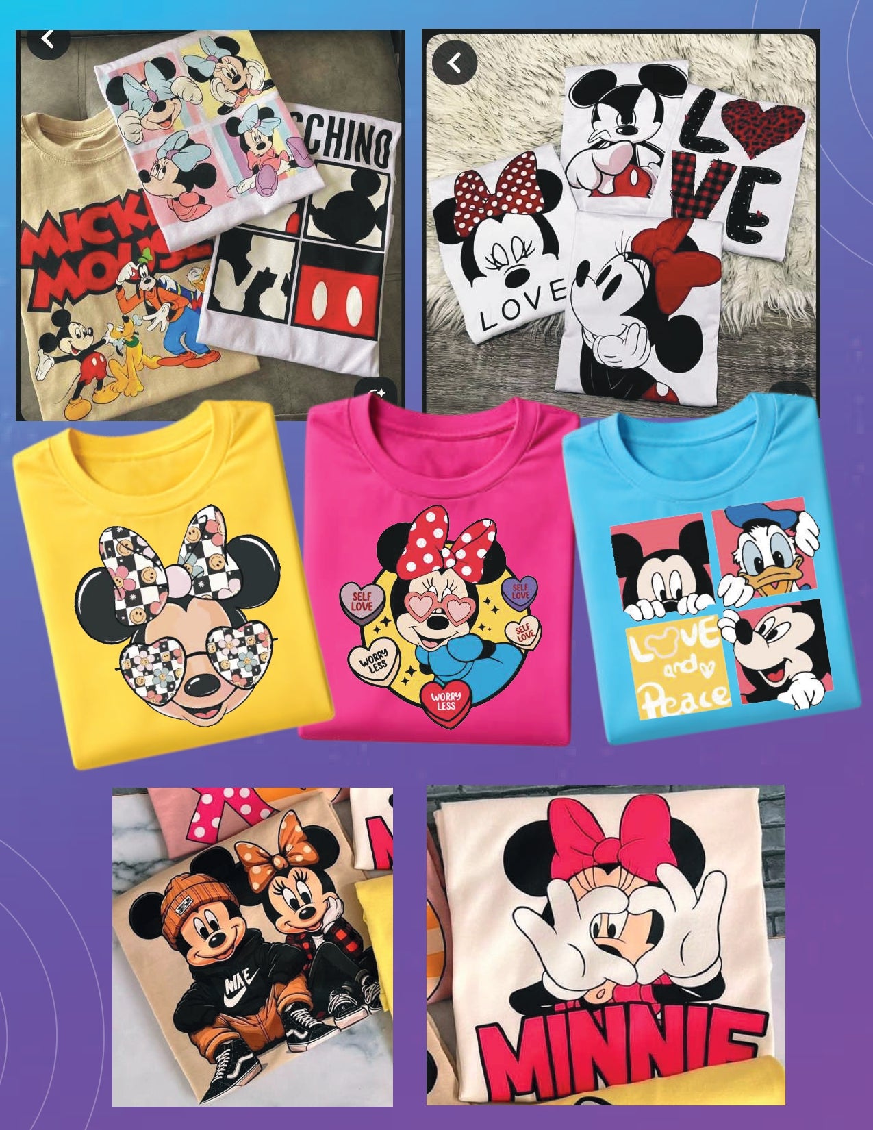 Camiseta de Algodón Estampada DTF - Paquete x6 Diseños de Moda Animados