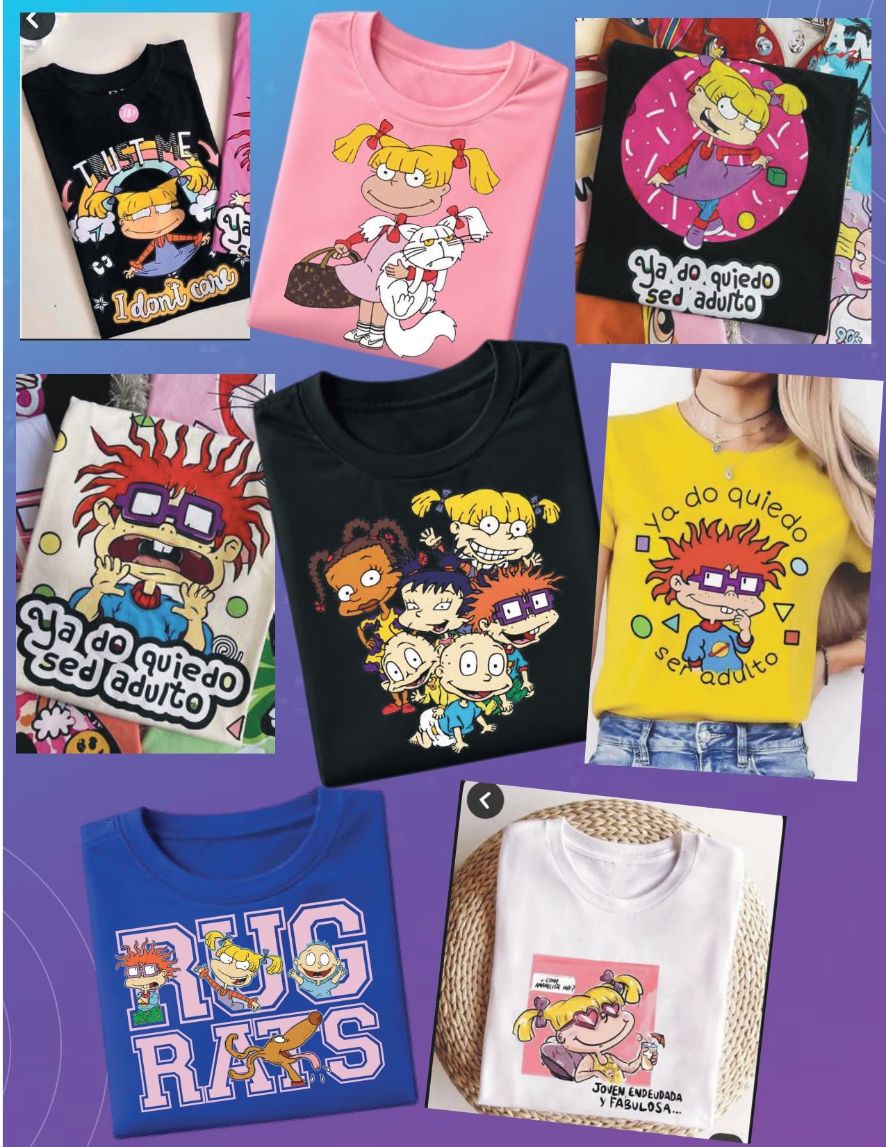 Camiseta de Algodón Estampada DTF - Paquete x6 Diseños de Moda Animados