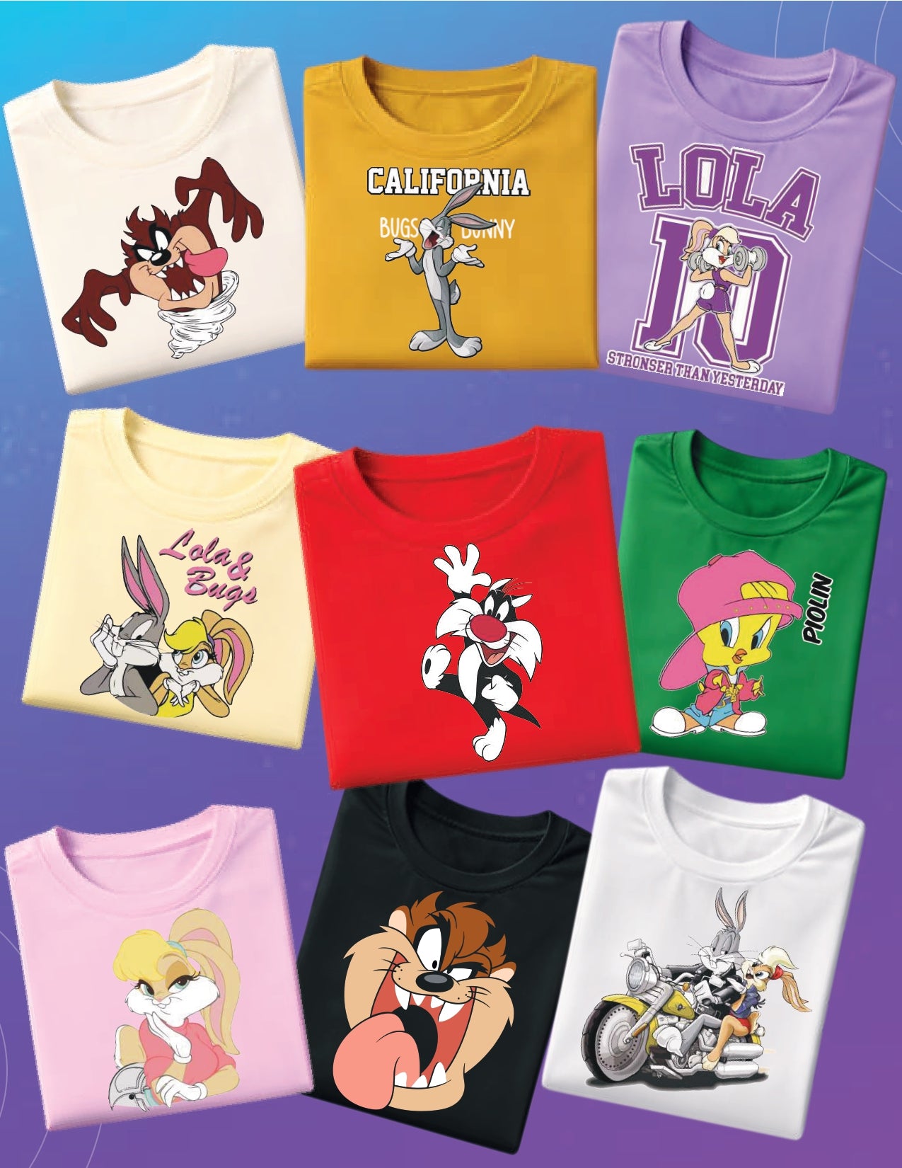 Camiseta de Algodón Estampada DTF - Paquete x6 Diseños de Moda Animados