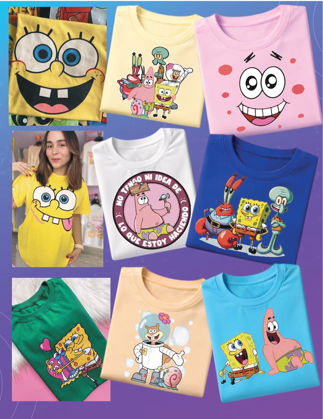 Camiseta de Algodón Estampada DTF - Paquete x6 Diseños de Moda Animados