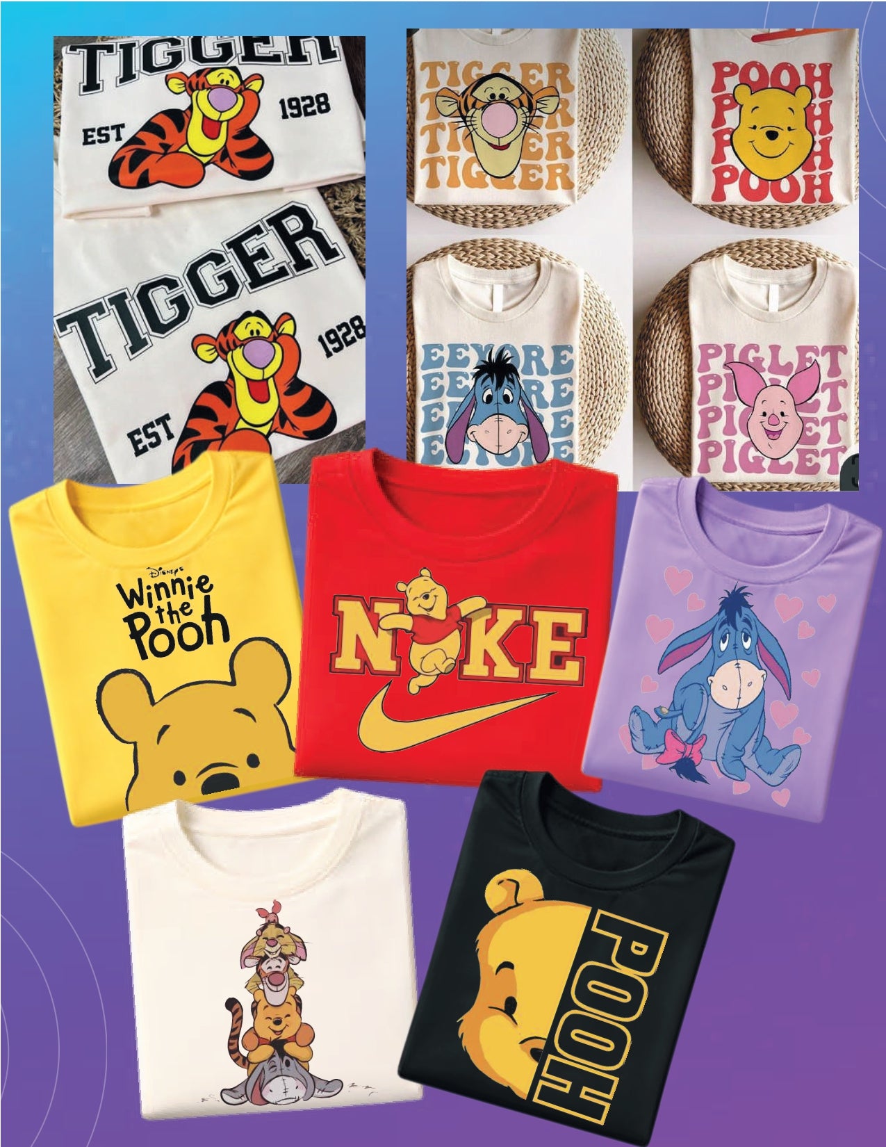 Camiseta de Algodón Estampada DTF - Paquete x6 Diseños de Moda Animados