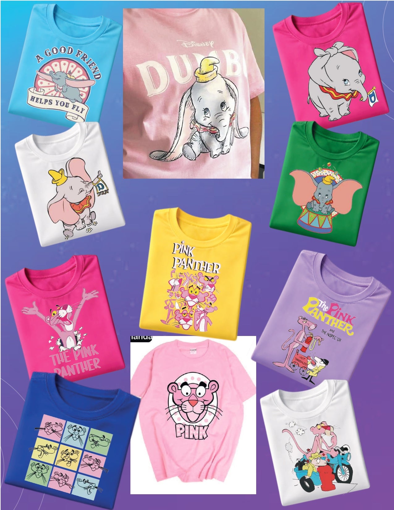 Camiseta de Algodón Estampada DTF - Paquete x6 Diseños de Moda Animados