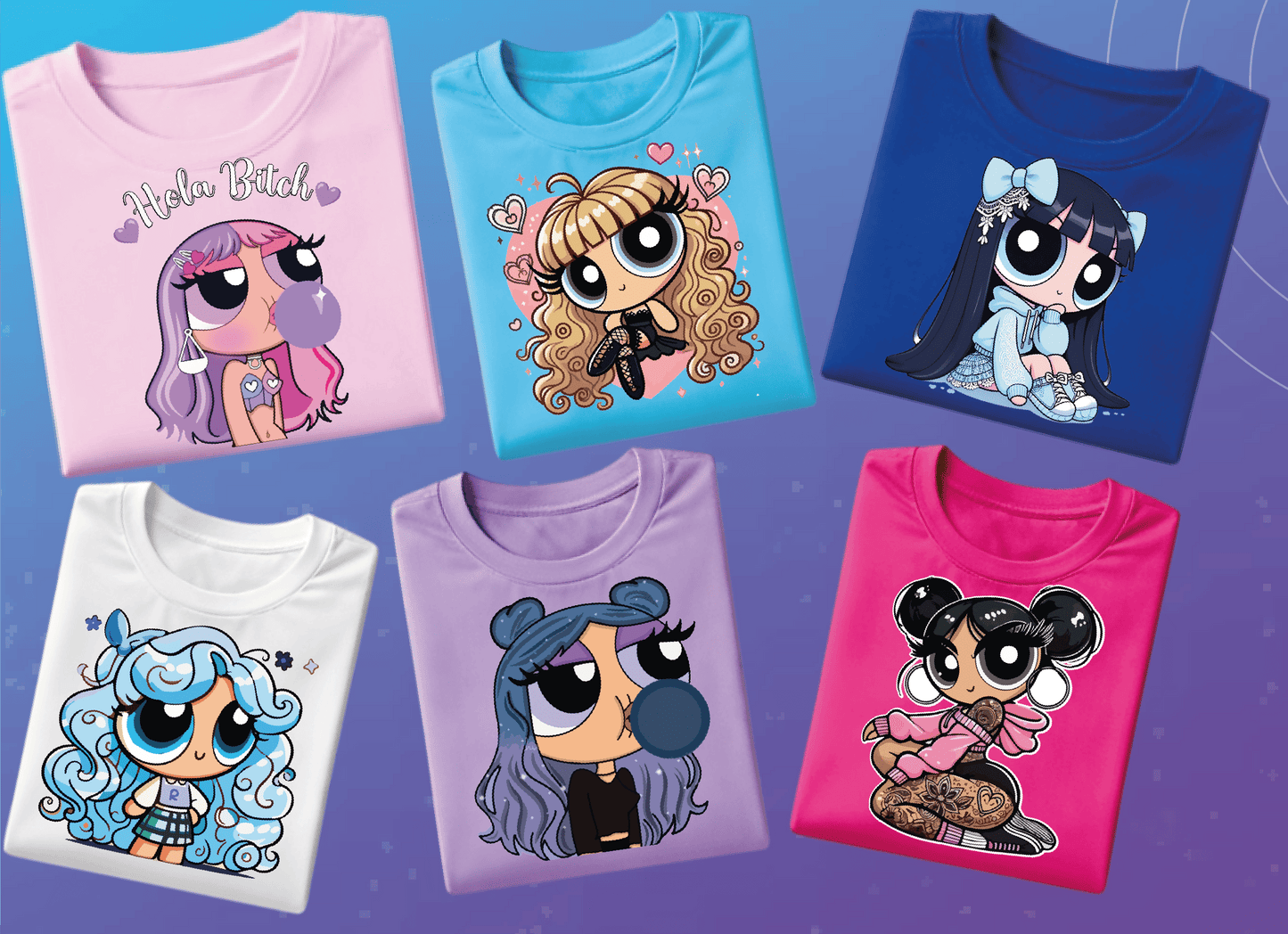 Camisetas Oversize Animadas Aesthetics - 6  unidades * $130.000 en Algodon Estampado DTF